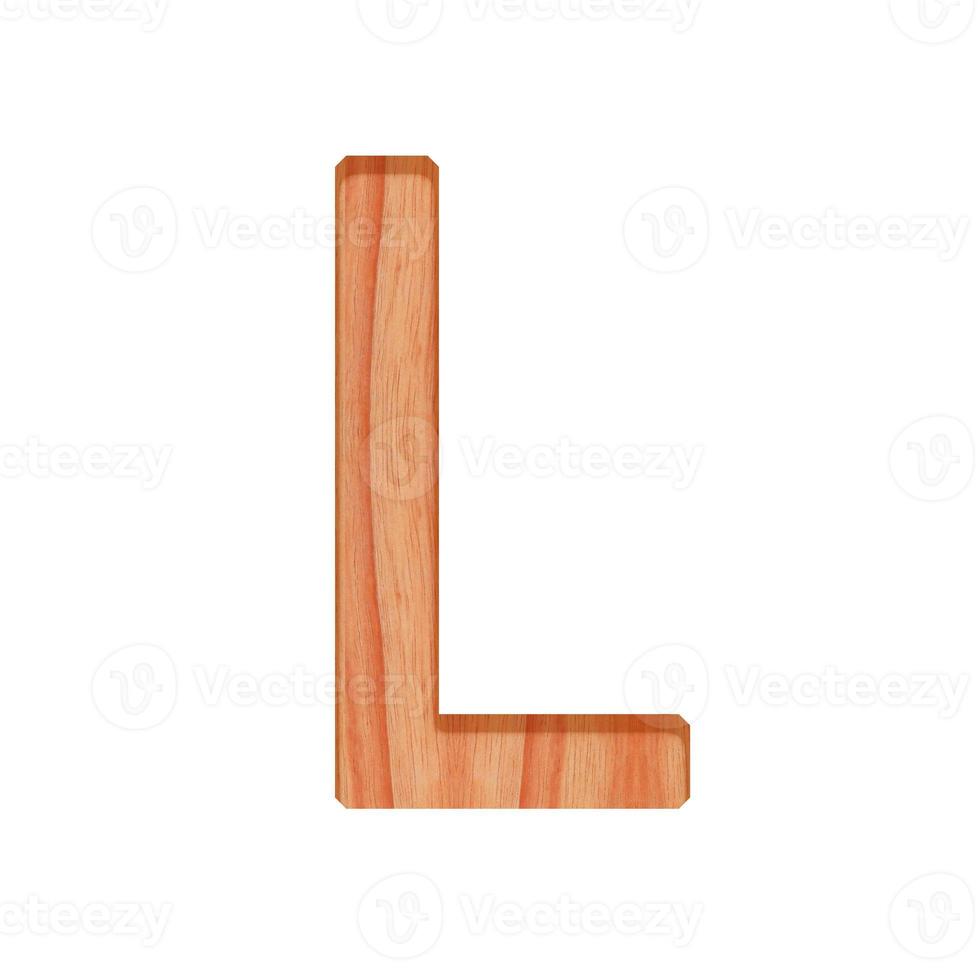 wooden vintage alphabet letter pattern beautiful 3d isolated on white background, capital letter L photo