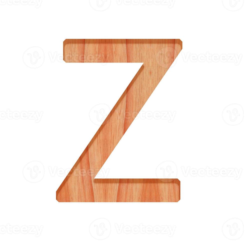 wooden letter pattern beautiful 3d isolated on white background, design alphabet Z photo
