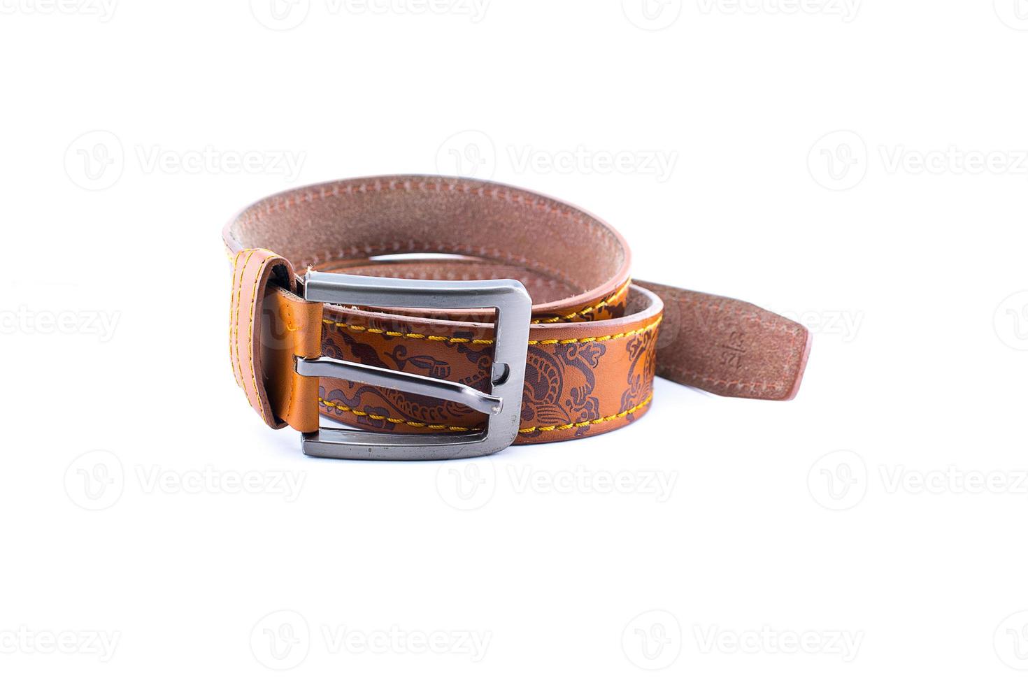 Leather belt isolated on white background photo