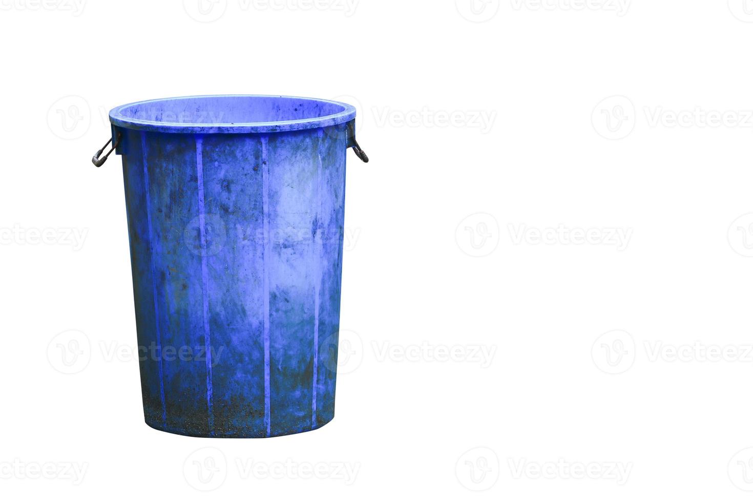 trashcan blue plastic recycle bin isolated on white background and clipping path photo