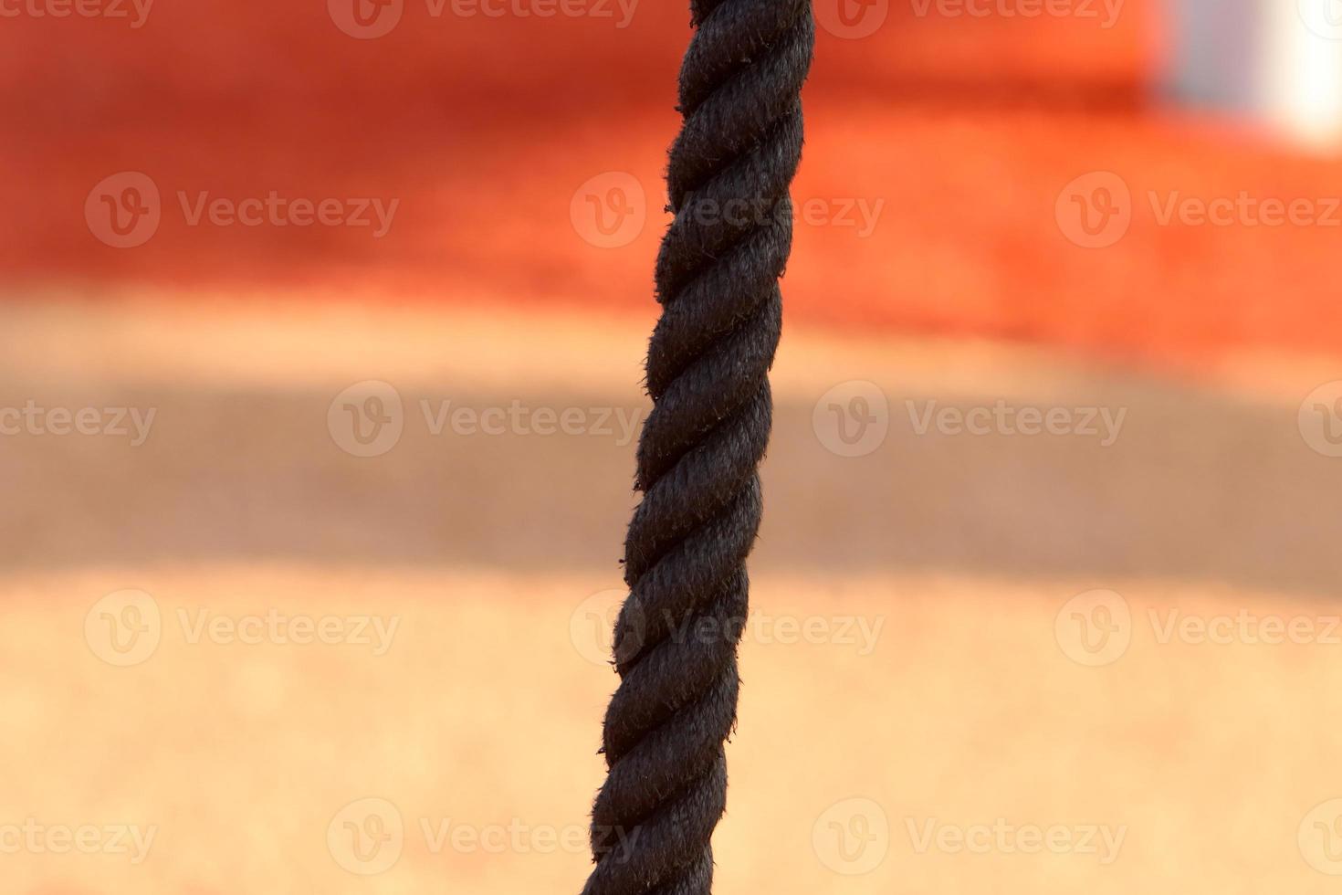 Hemp rope for mooring boats and yachts. photo