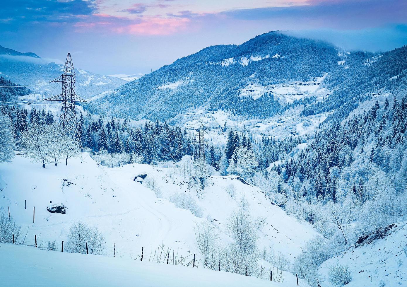 Winter landcape caucasus mountains, Georgia photo