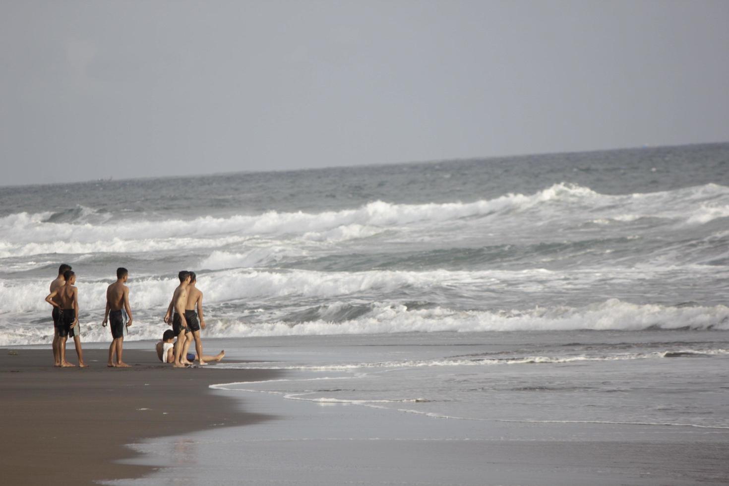 photo of black sand beach during the day