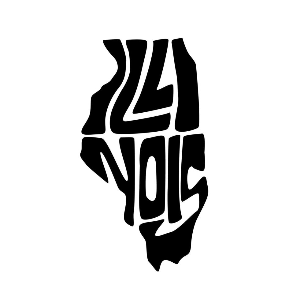 Illinois map typography. Illinois state map typography. Illinois lettering. vector