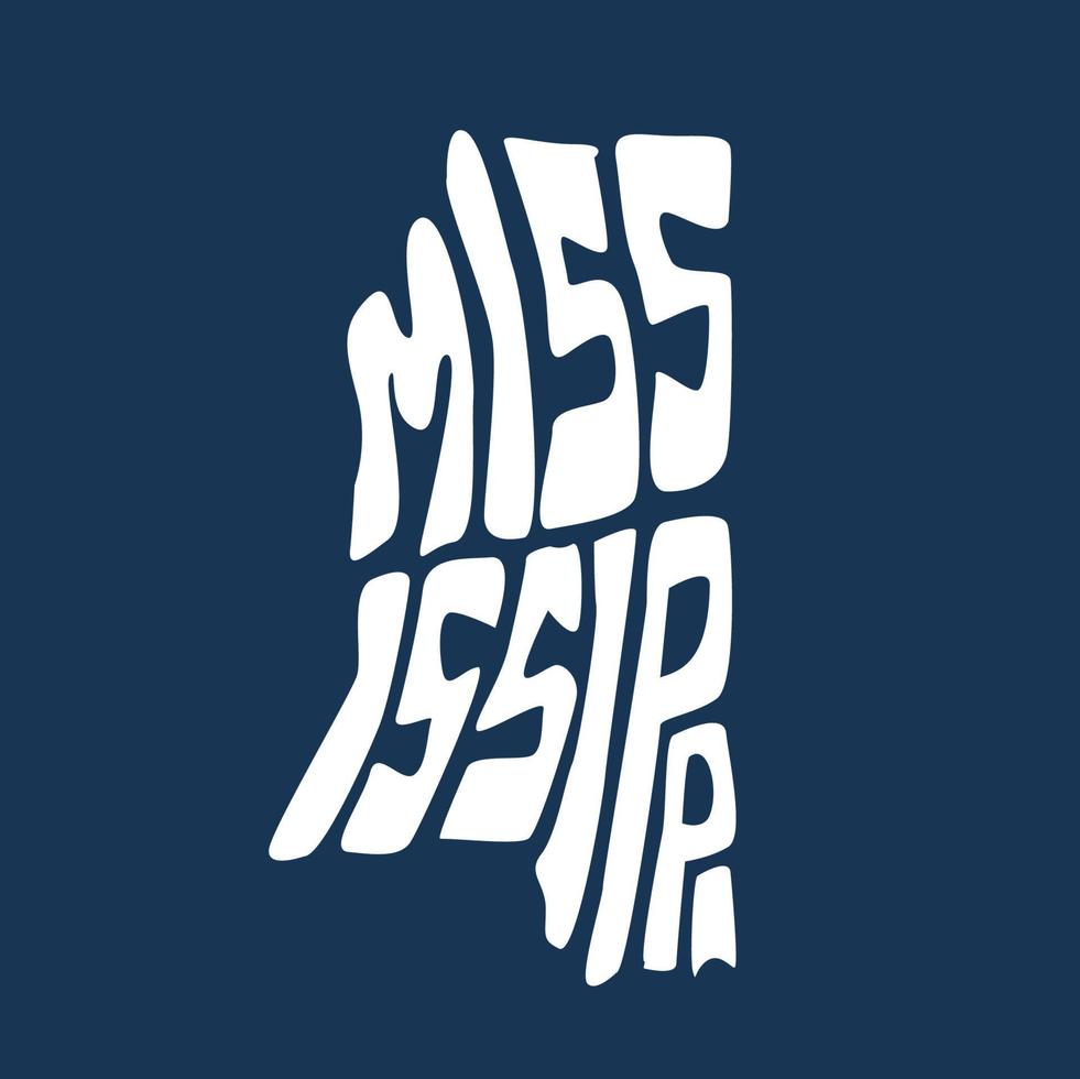 Mississippi map typography. Mississippi state map typography. Mississippi lettering. vector