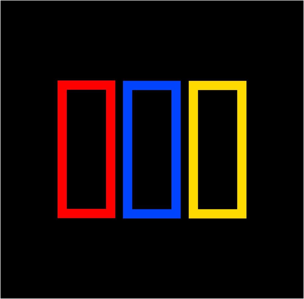 Three colors vertical rectangle vector. 3 vertical rectangle in 3 colors. vector