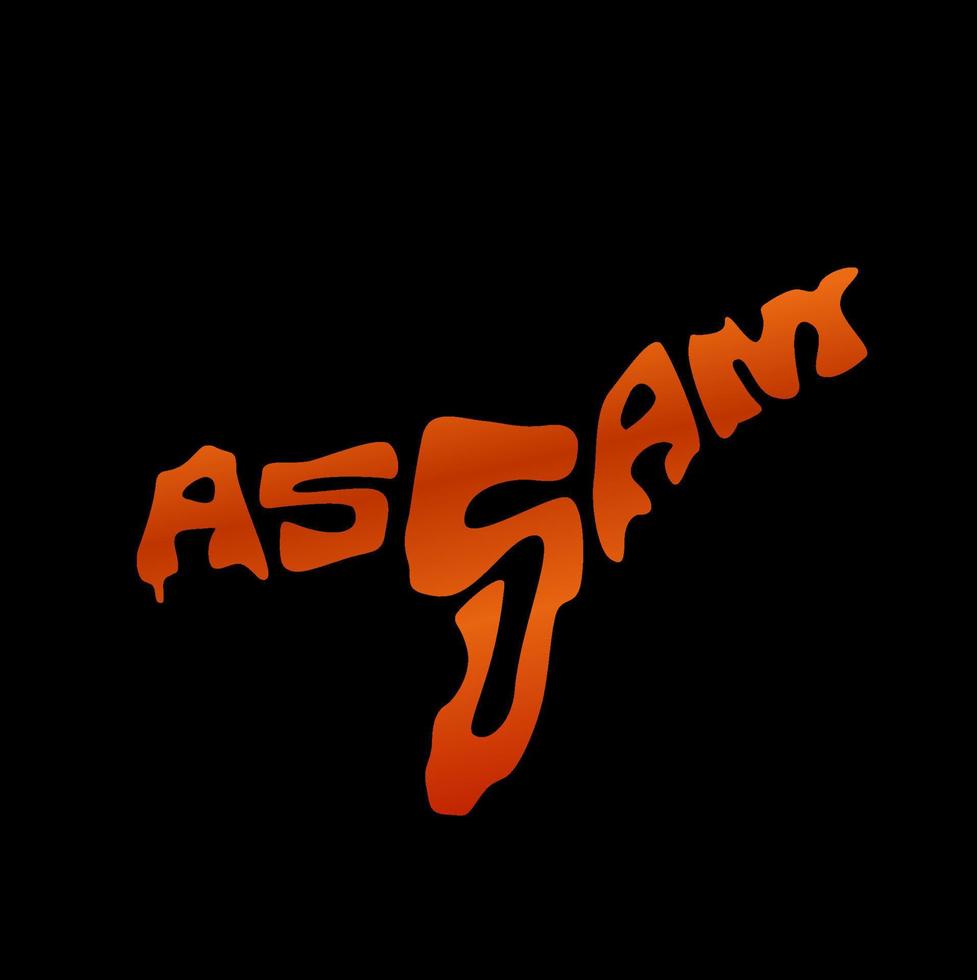 Assam map typography. Assam map in english lettering. vector