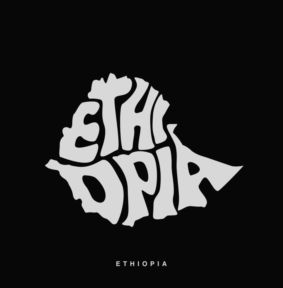 Ethiopia map lettering. Ethiopia map typography in English.tPrint vector