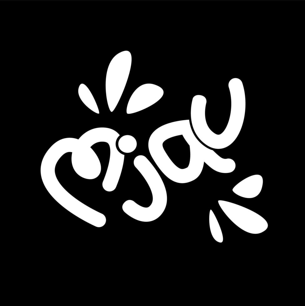 'Mjau' cats sound lettering. the cats sound agree in Spanish language. vector