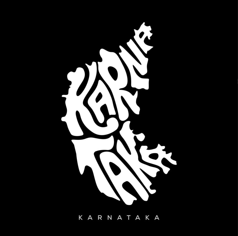 Indian state Karnataka map lettering. Karnataka map lettering. Map typography. vector