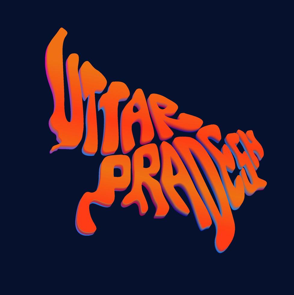 Uttar Pradesh state map in english lettering. Uttar Pradesh typography map. vector