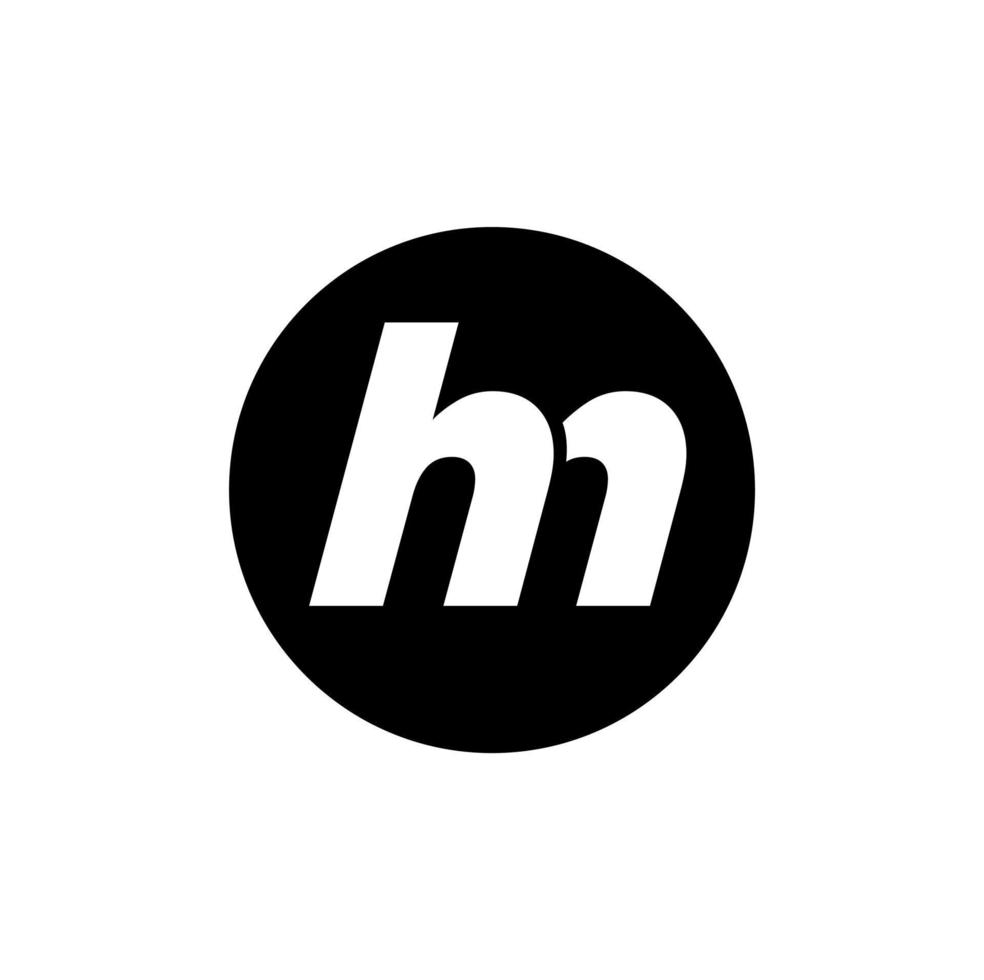 'HM' letters on black round. Hm monogram black and white. vector