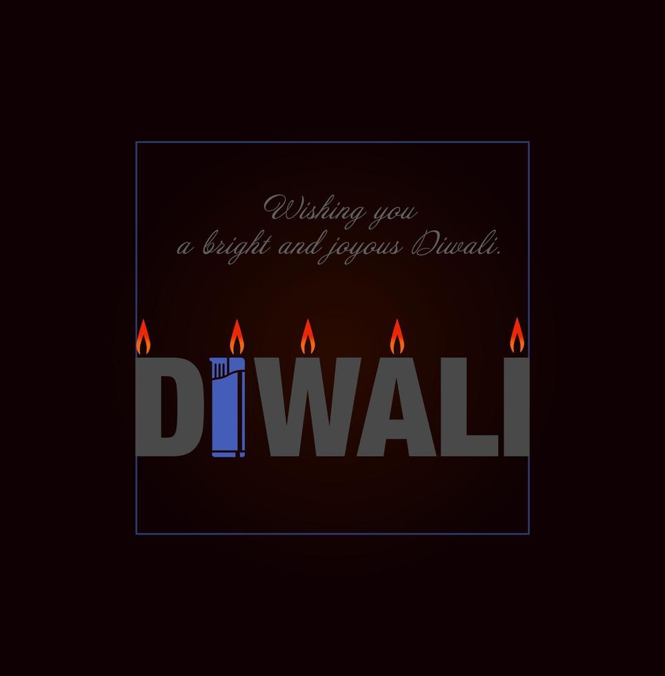 contento diwali saludos con encendedor fama tema. vector