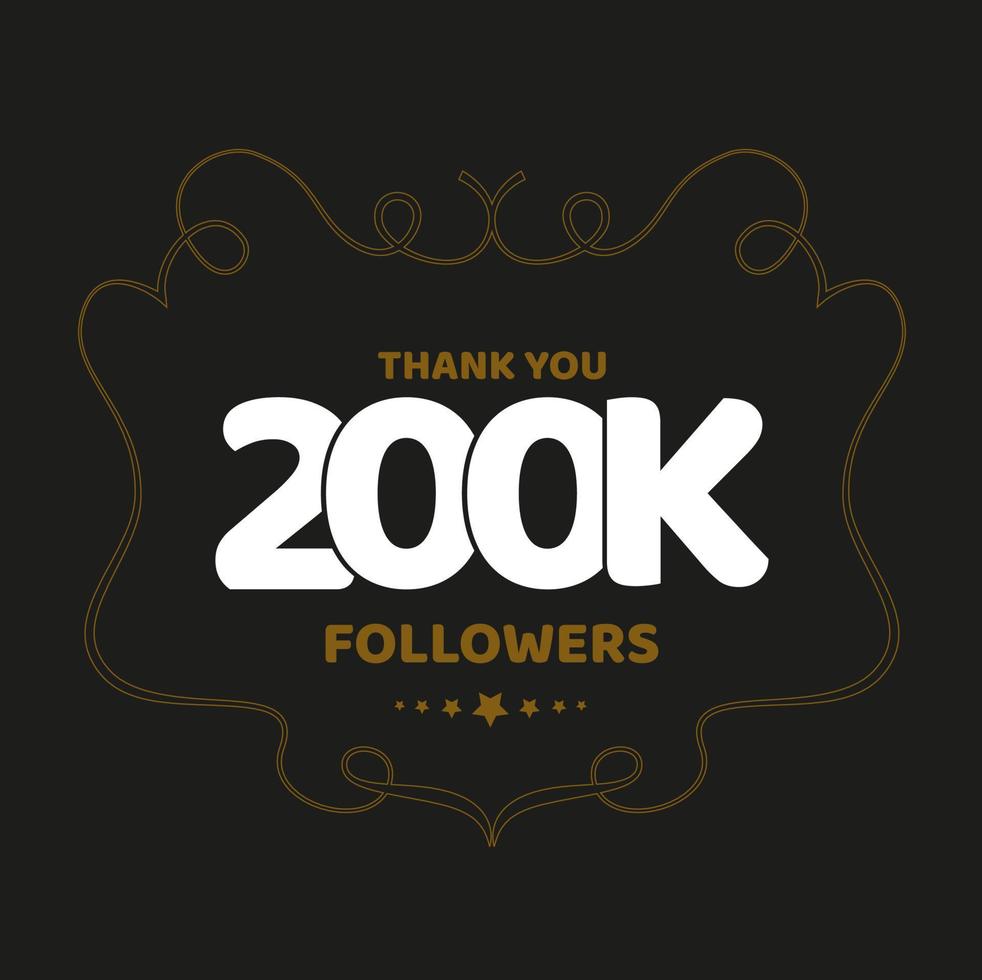 PrintThank you 200K Followers post for social media fans. vector