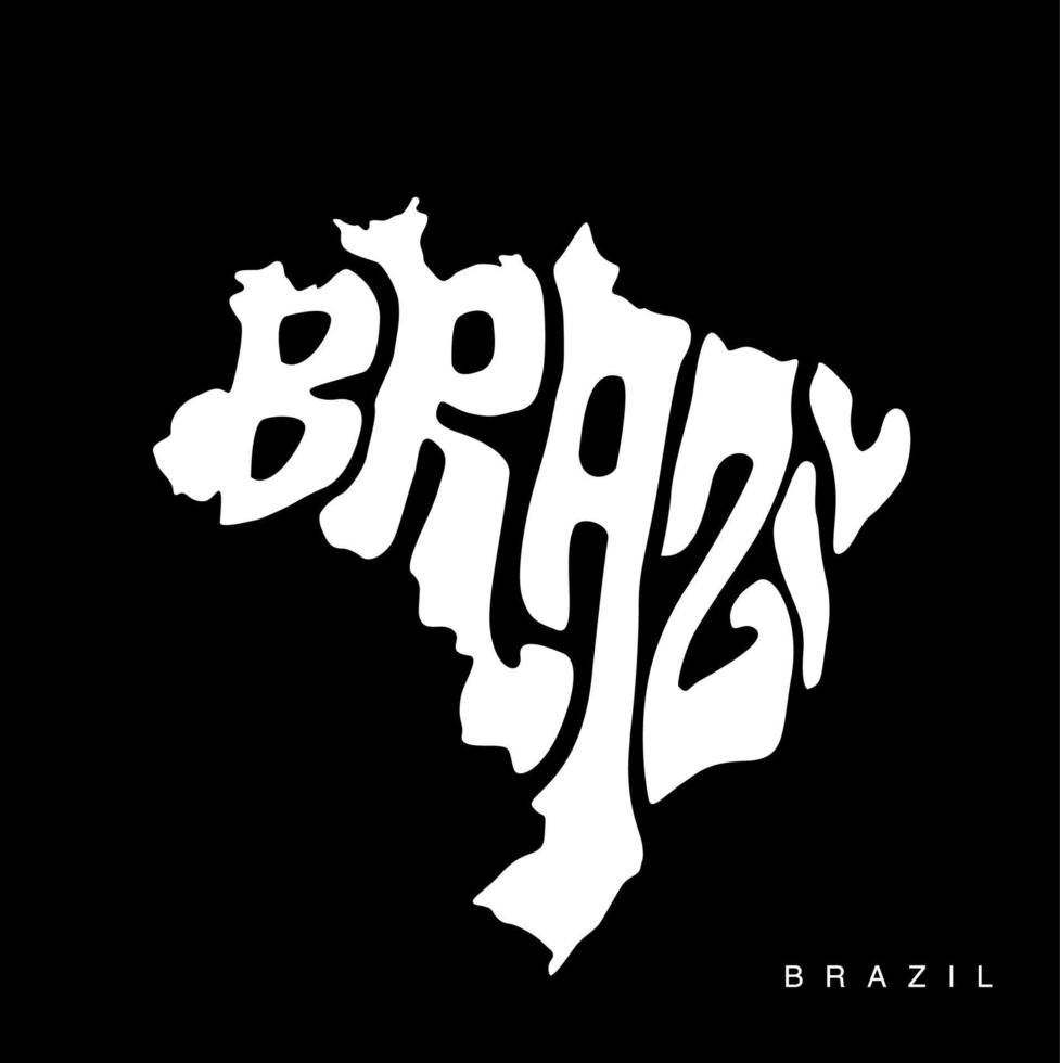 Brazil Map in typography. Brazil map lettering in english. vector