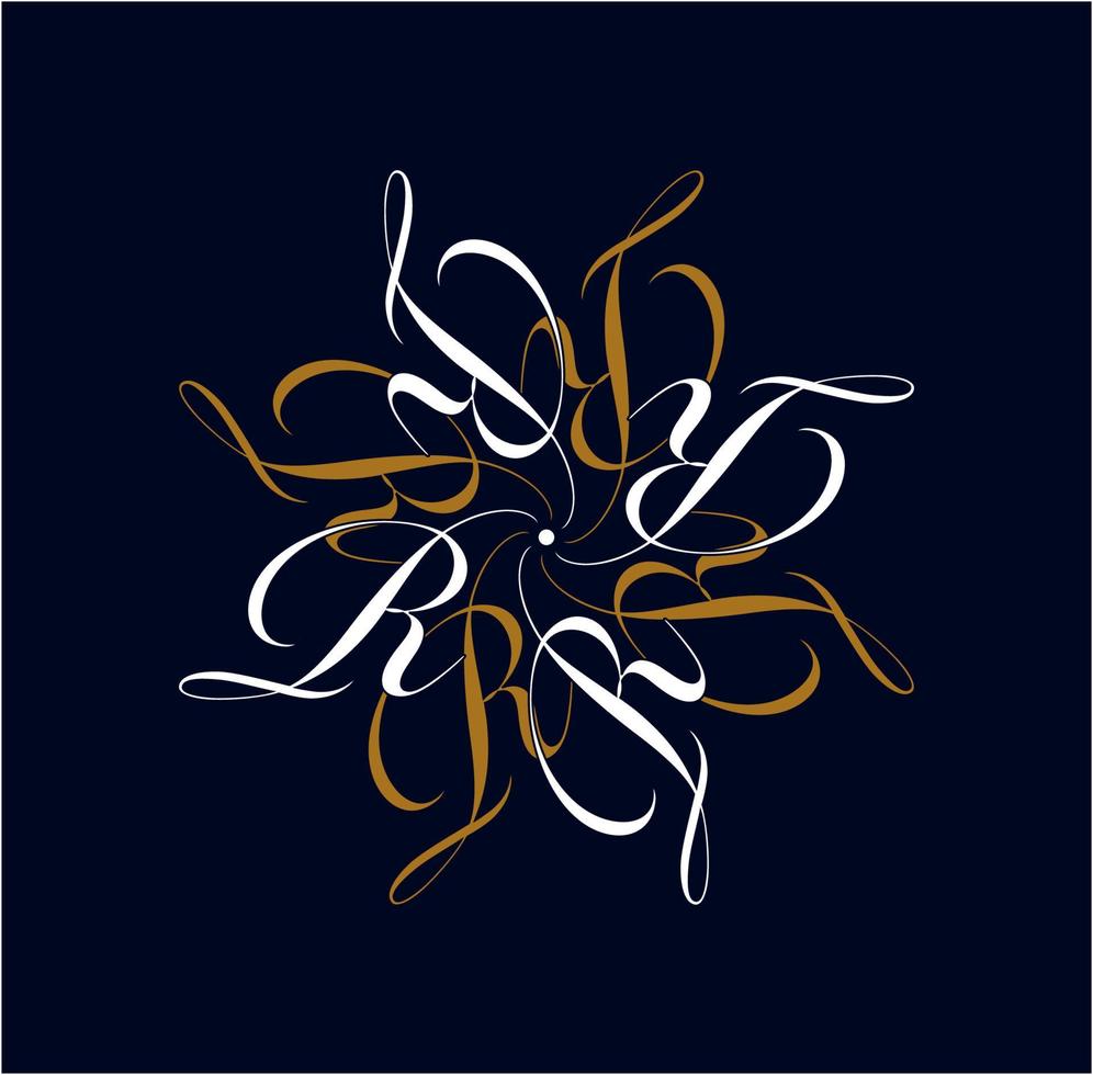 Elegant R flower mandala icon. R Initial letters monogram. vector