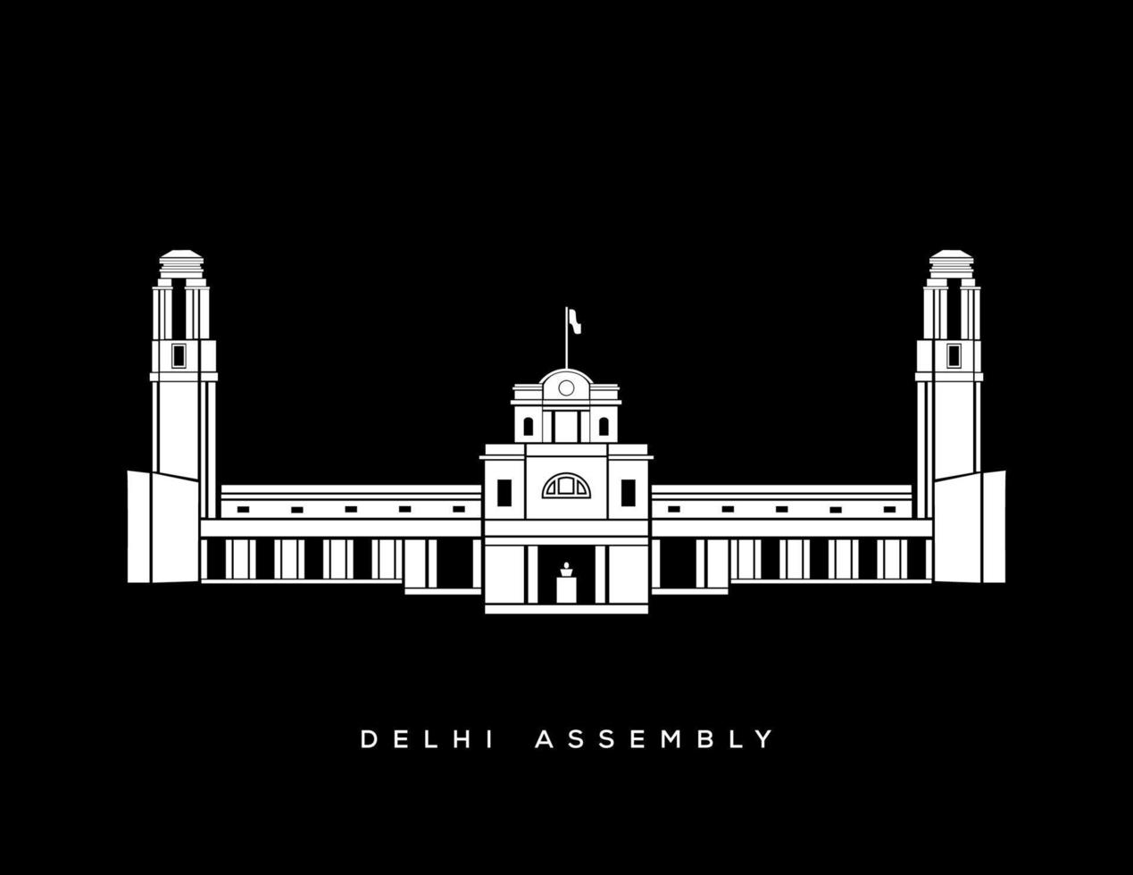 Delhi Assembly building vector icon. Delhi Vidhan bhavan.