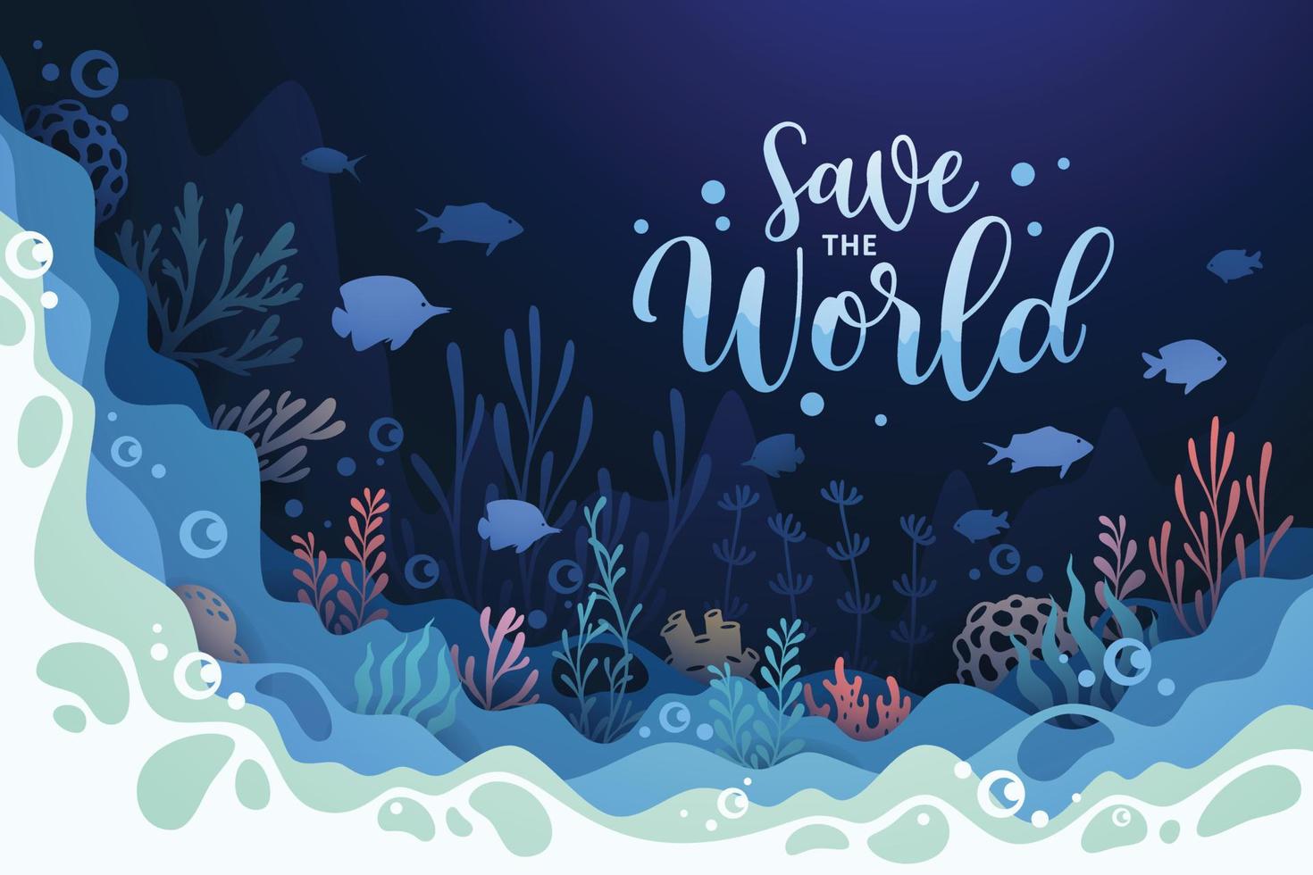 Background art concept of oceans underwater world illustration vector