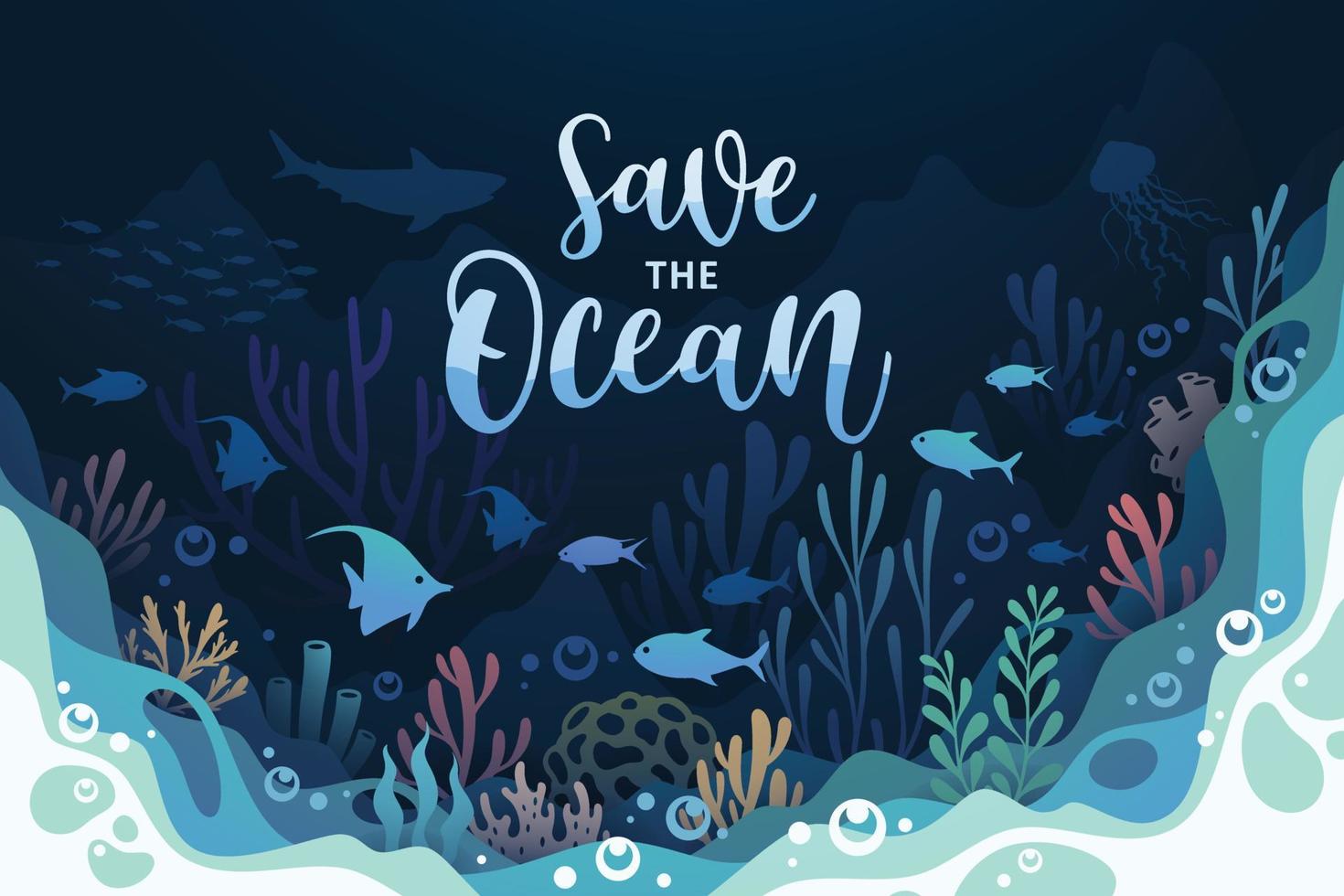 Background art concept of oceans underwater world illustration vector