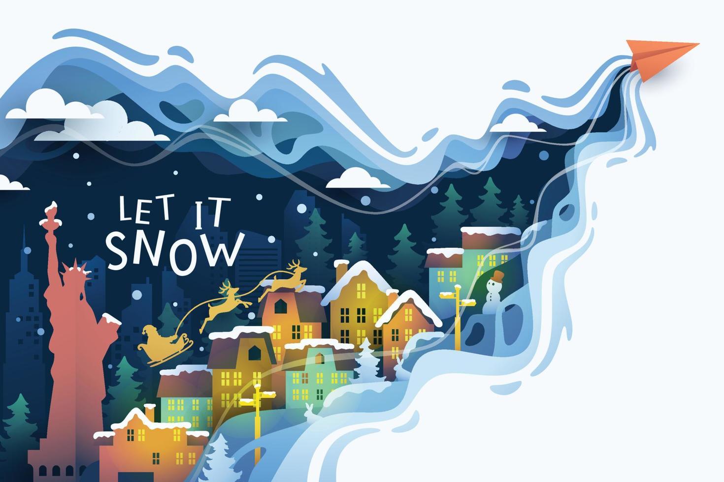 Urban winter landscape vector illustration