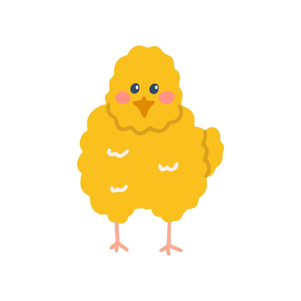 Funny chicken, vector flat hand drawn illustration