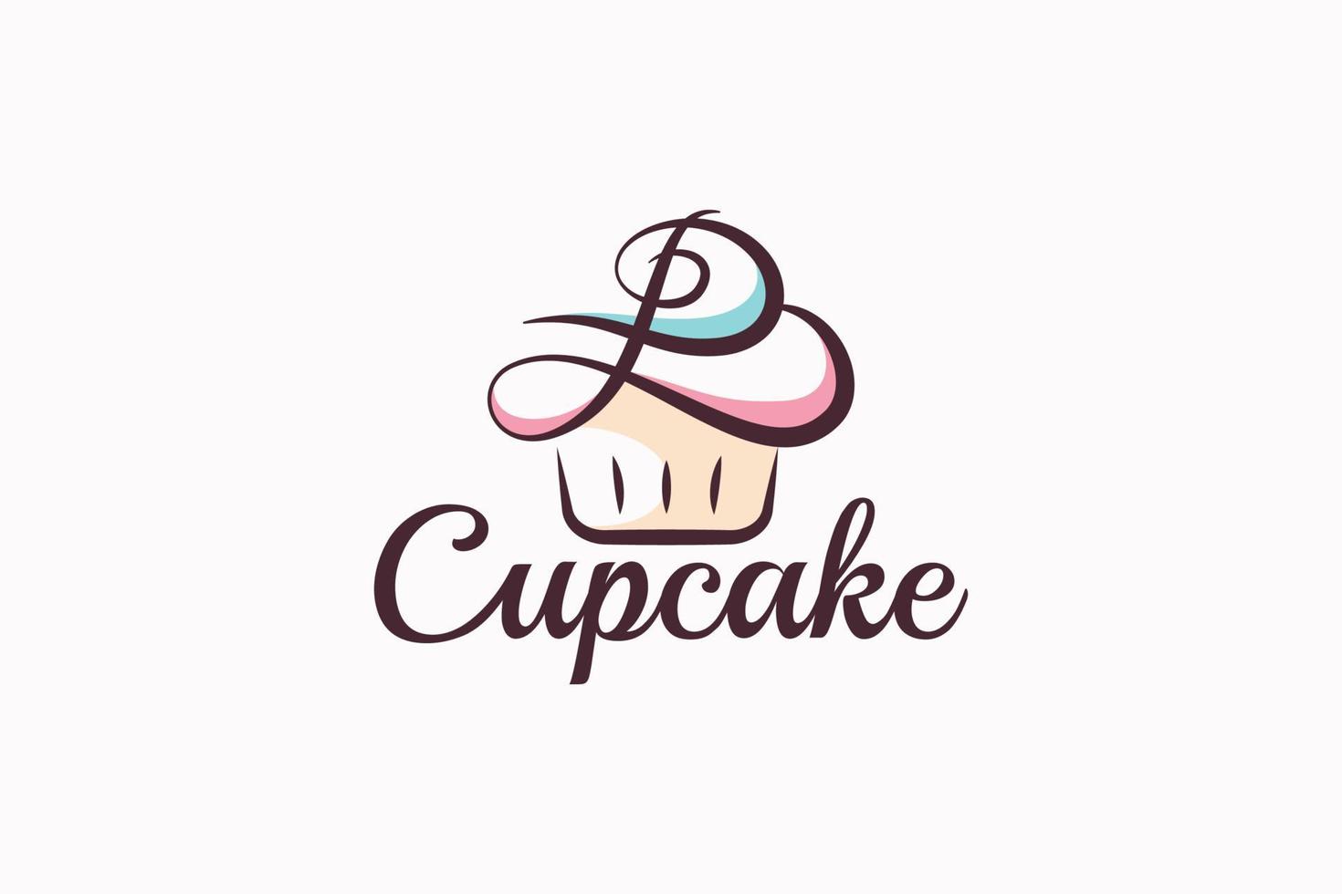 B cupcake logo with a combination of stylist cupcake and letter B for any business, especially for bakeries, cakeries, cafe, etc. vector