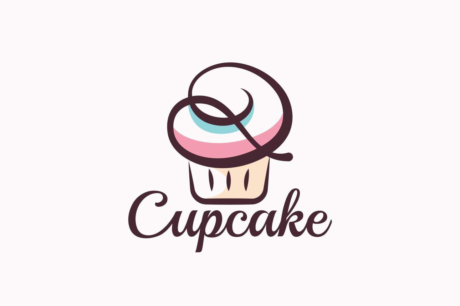 cupcake logo with a combination of stylist cupcake and letter q for any business, especially for bakeries, cakeries, cafe, etc. vector