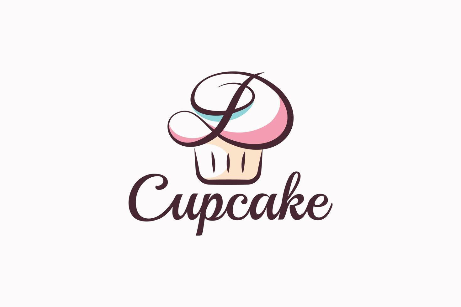 cupcake logo with a combination of stylist cupcake and letter d for any business, especially for bakeries, cakeries, cafe, etc. vector
