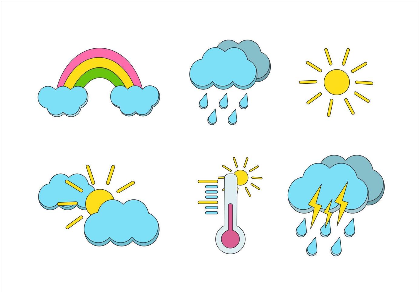 multicolor conjunto de clima iconos plano vector símbolos en un blanco antecedentes.