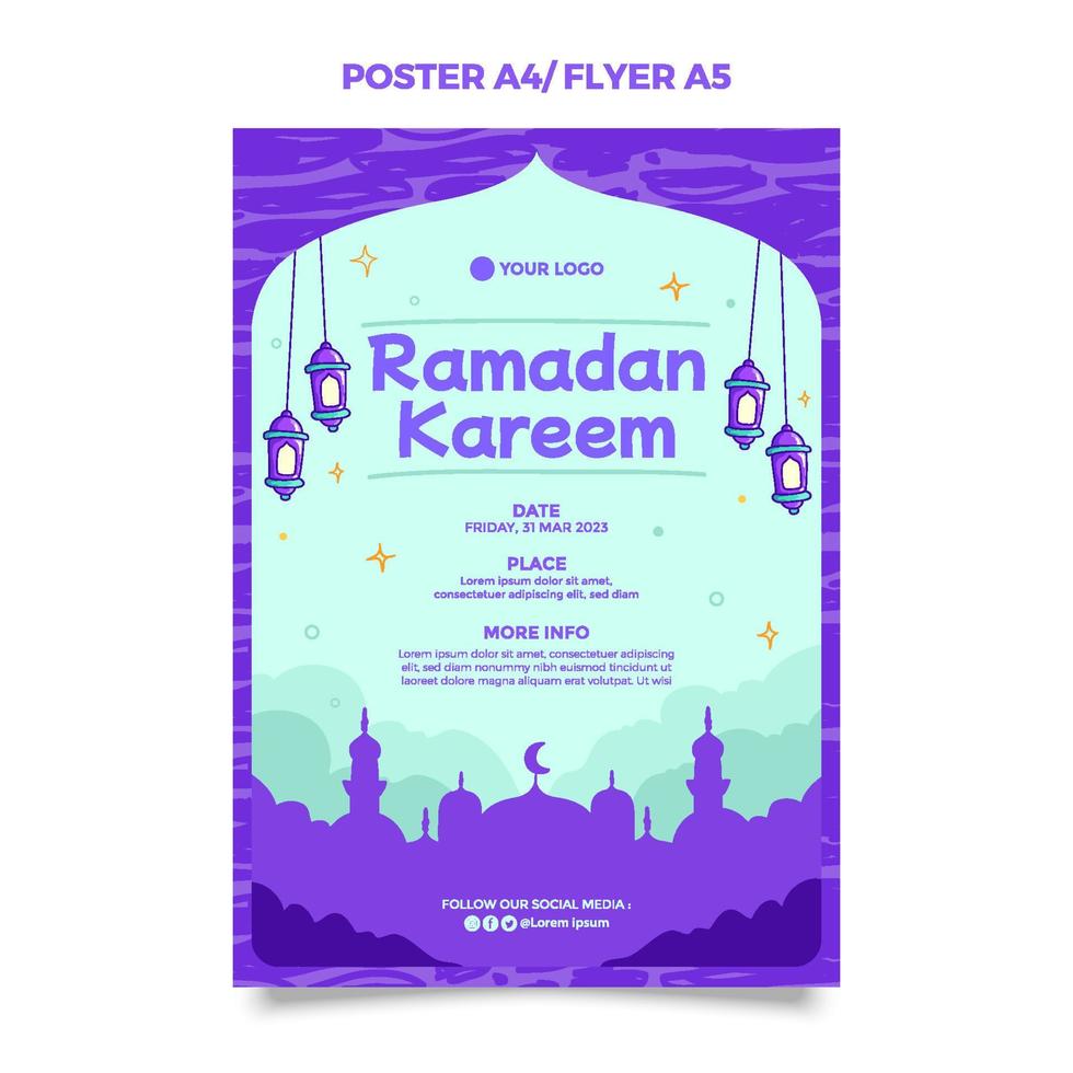 Ramadan design theme with hand draw style art vector