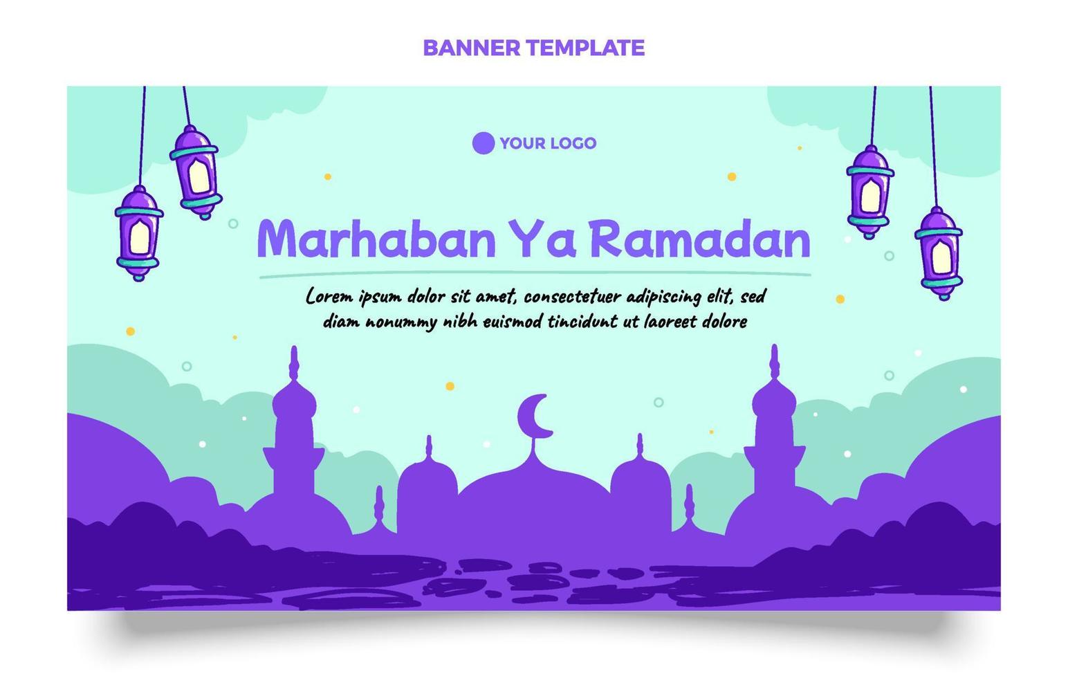 Ramadan design theme with hand draw style art vector
