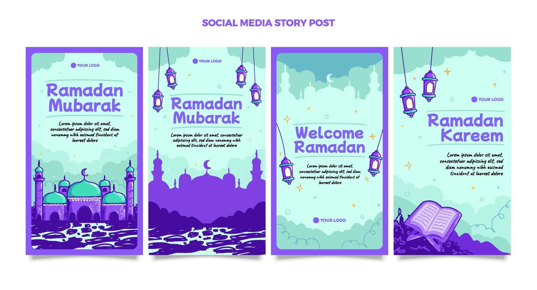 Ramadan design theme with hand draw style art vector