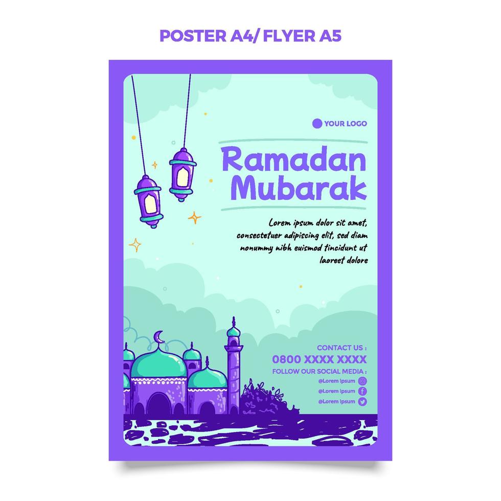 Ramadan design theme with hand draw style art vector