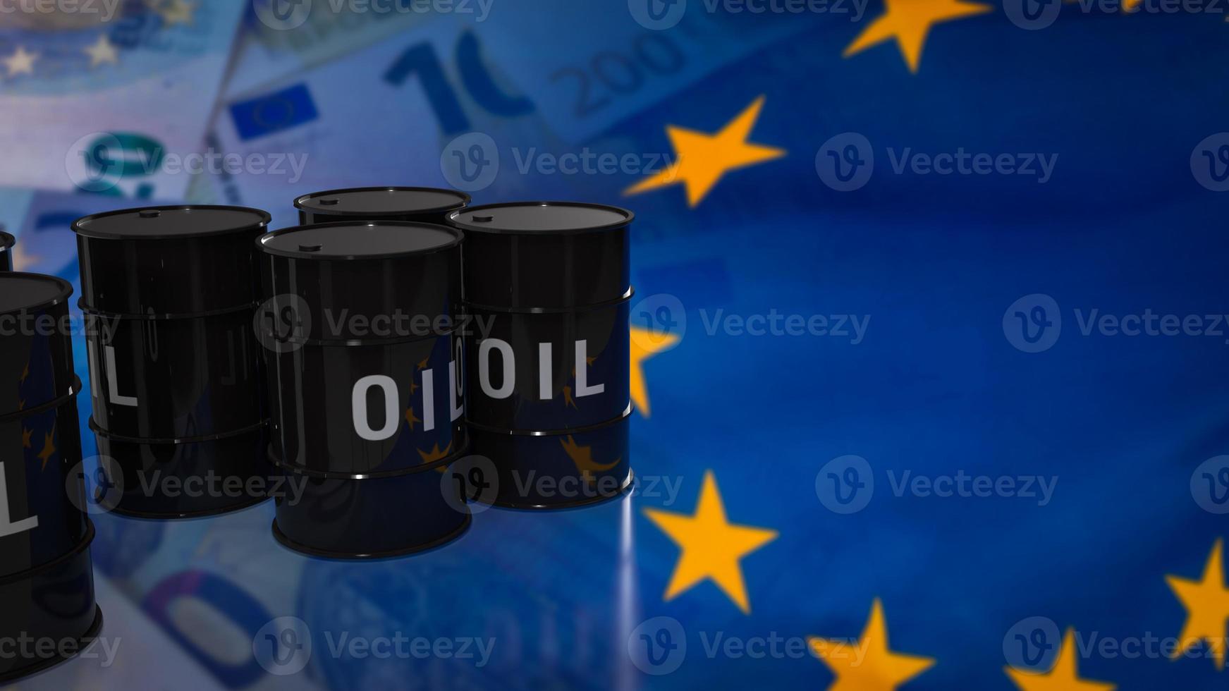 The oil tank on eu flag background image 3d rendering photo