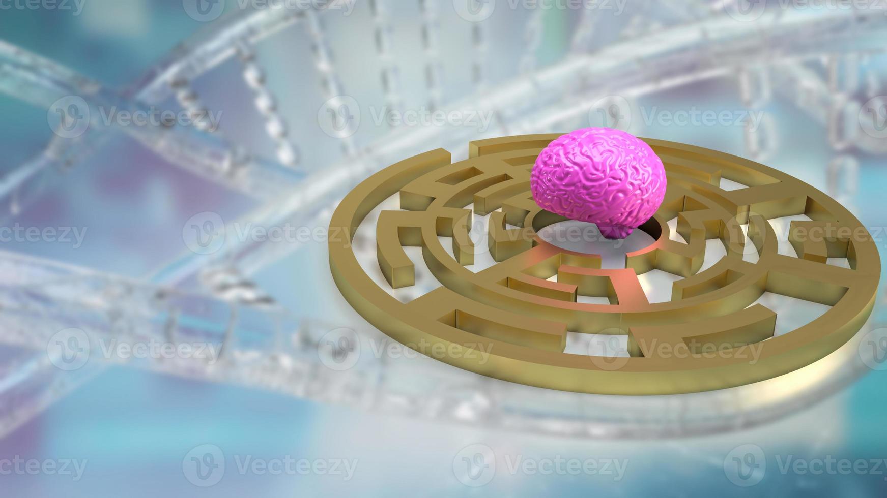 The pink brain in maze for business or sci concept 3d rendering photo