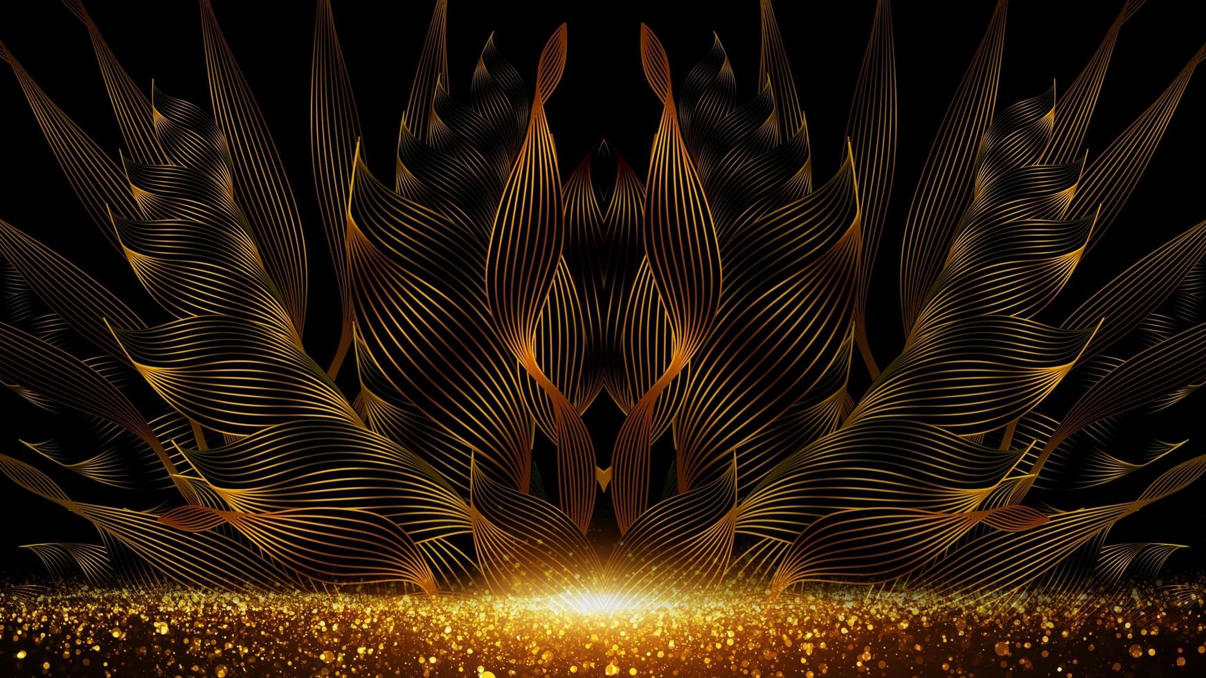 Black Gold Leaf Petal Shape Lines Flower Golden Night Royal Awards Glowing Graphics Background Sparkle Elegant Shine Modern Glitter Template Luxury Premium Corporate Abstract Design Template Banner photo