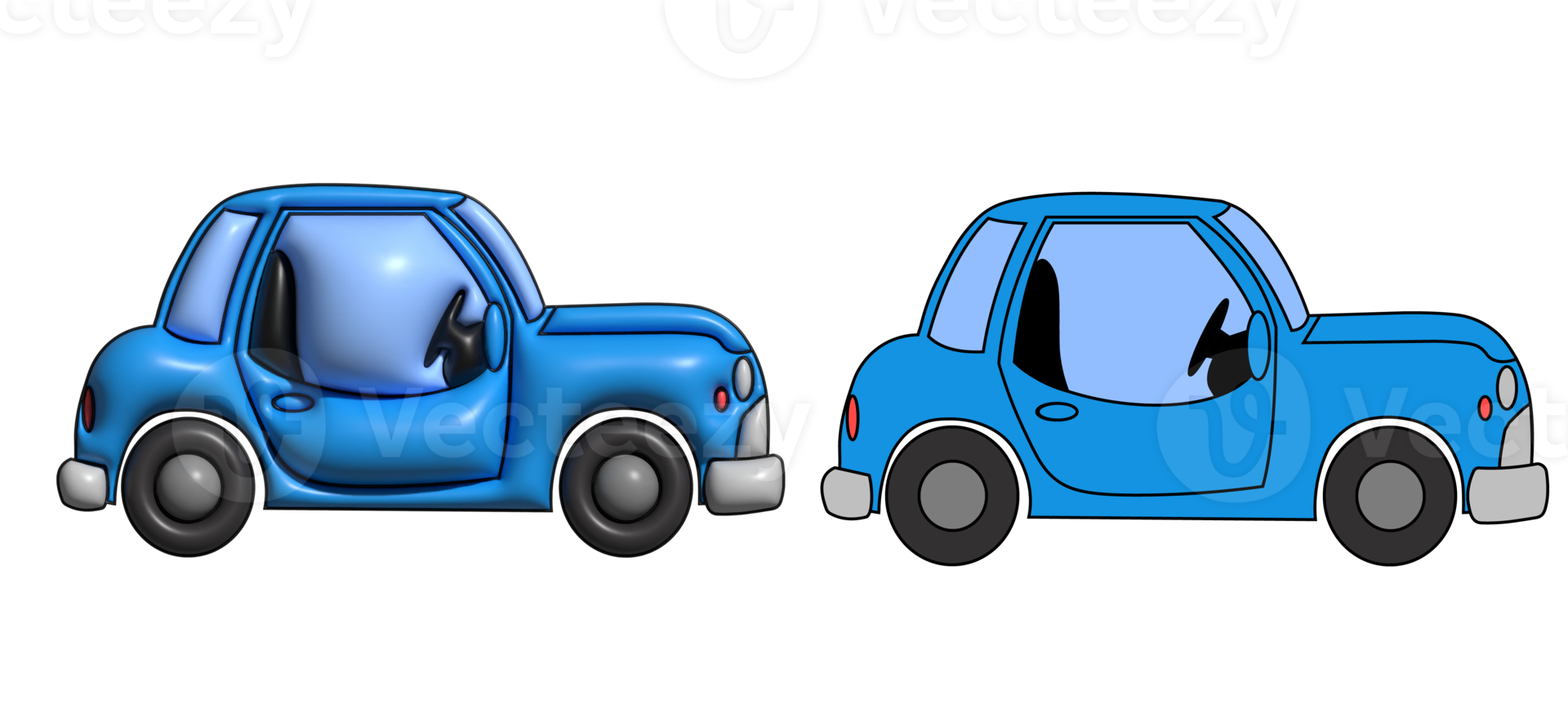 Car small cartoon side. 3d illustration 3d render png