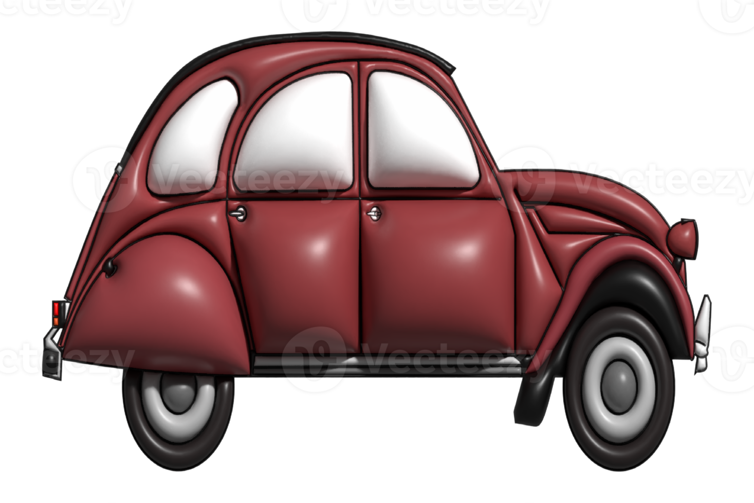 Car small cartoon side. 3d illustration 3d render png