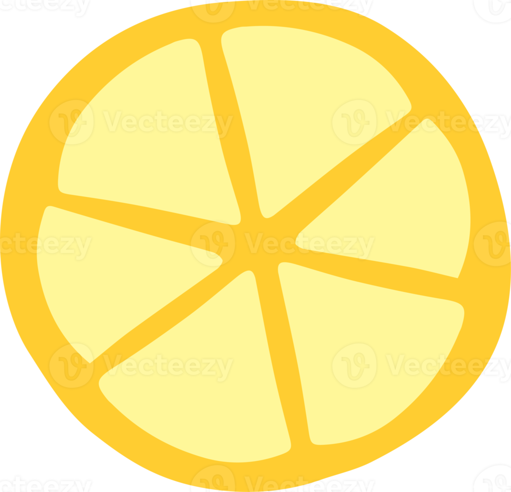 Limone fetta illustrazione mano disegnato stile png