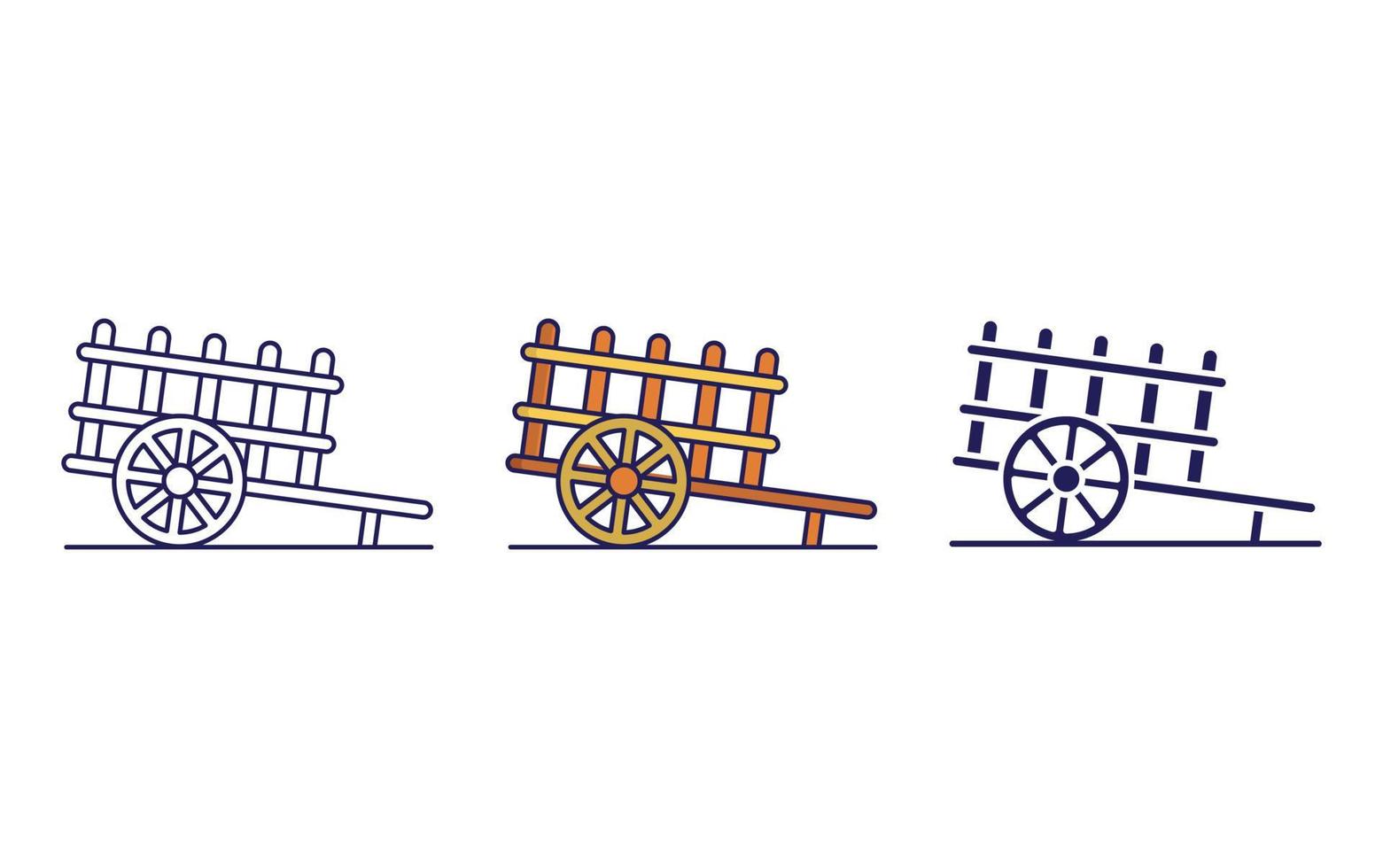 Outline Bullock cart icon vector