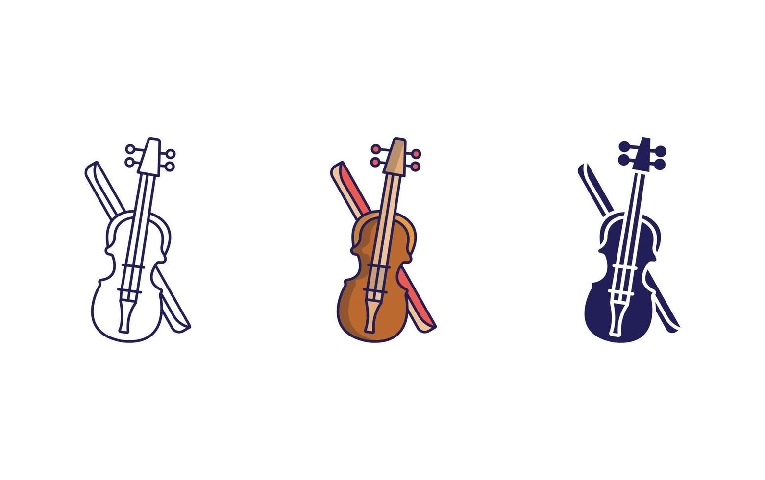 contorno violín icono vector