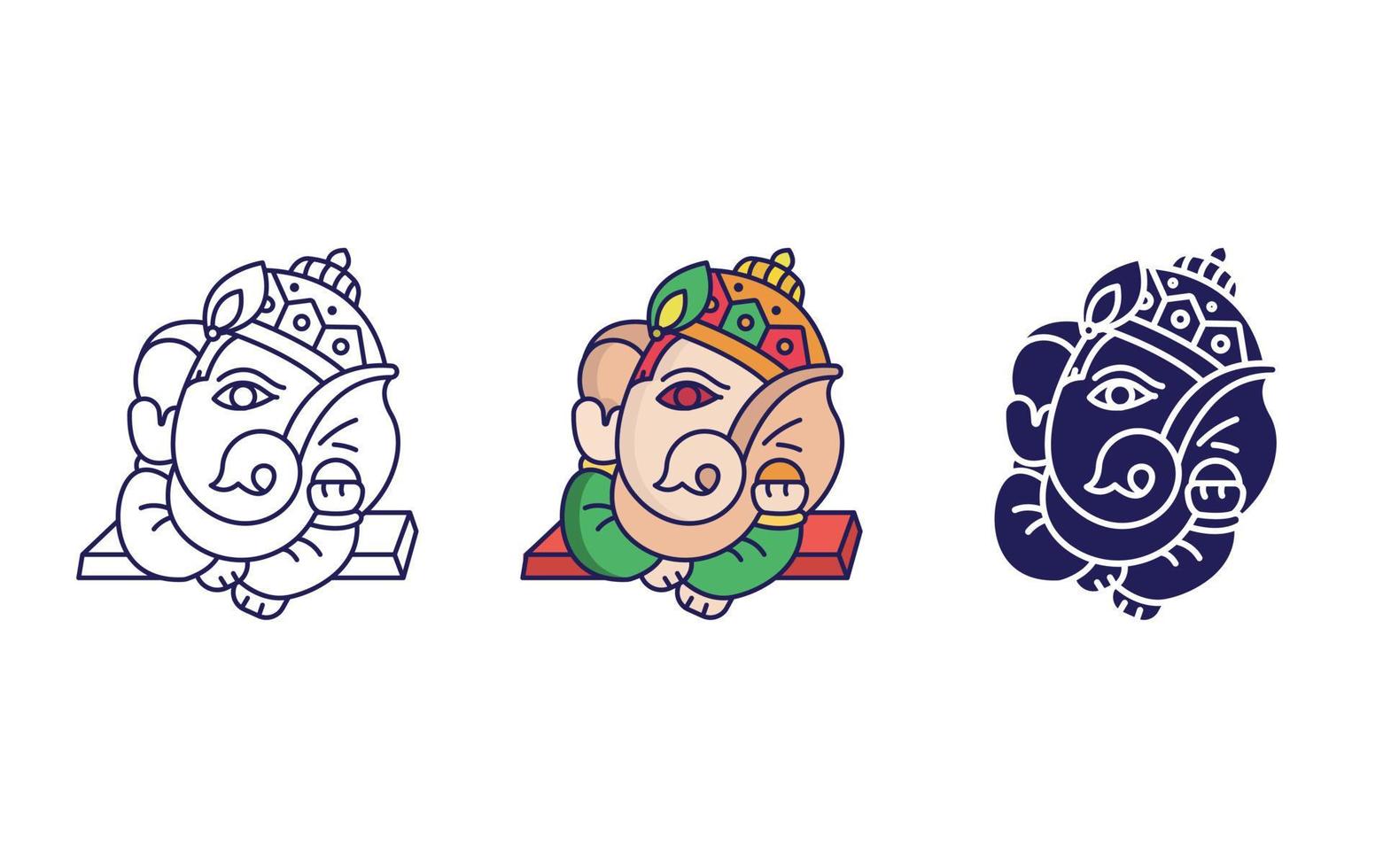 Outline Lord Ganesha icon vector