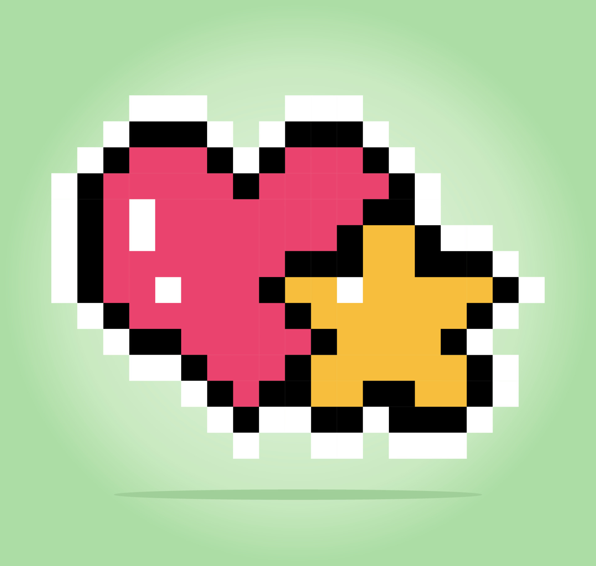 8 bit pixel of adorable star and love, for game assets and cross ...