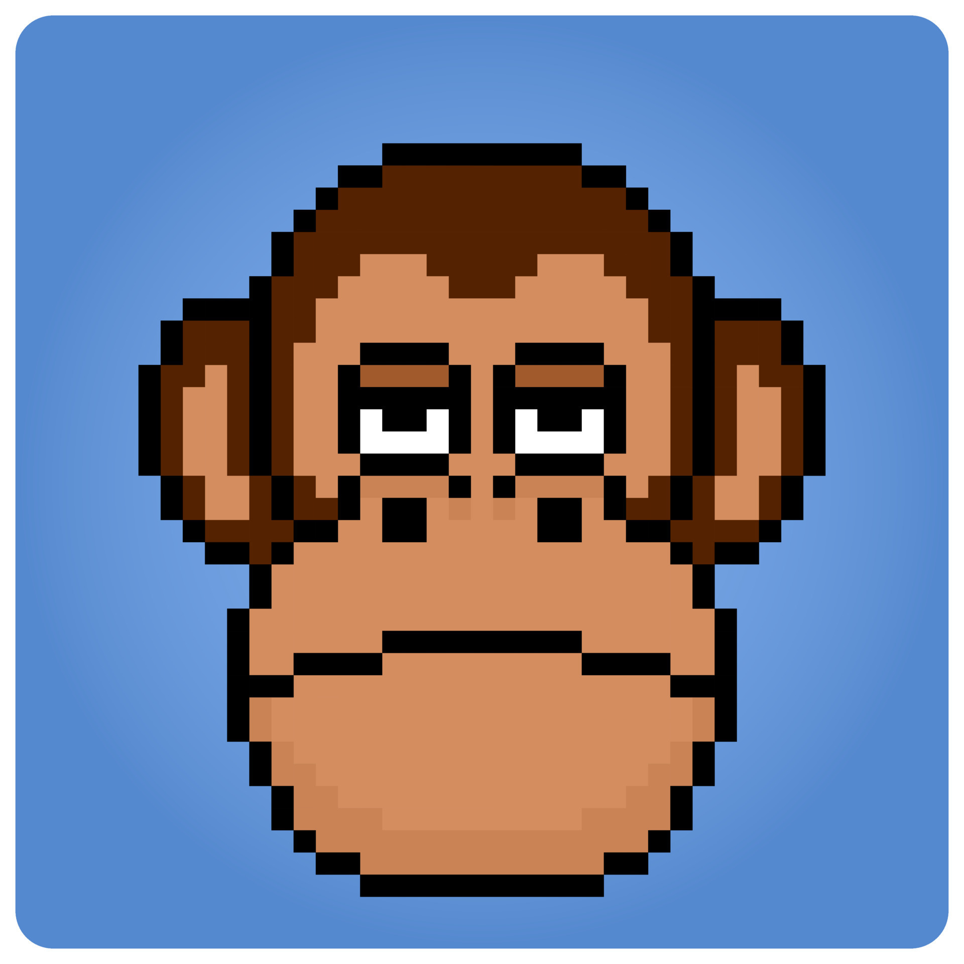 Pixel 8 bit monkey head. Animal portrait for game assets in vector