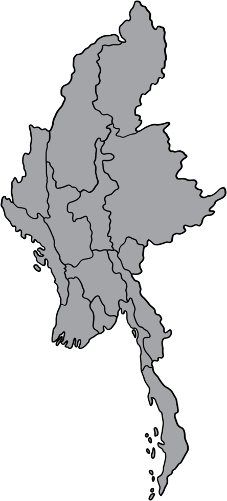 doodle freehand drawing of myanmar map. png