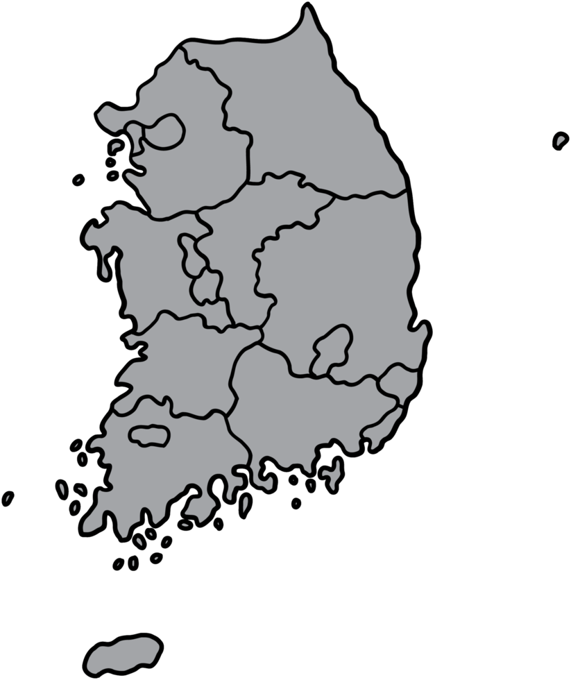 doodle freehand drawing of south korea map. png