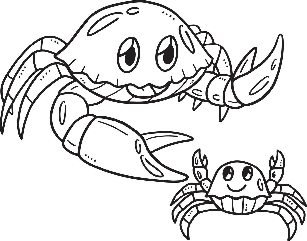 Crabs Isolated Coloring Page for Kids vector