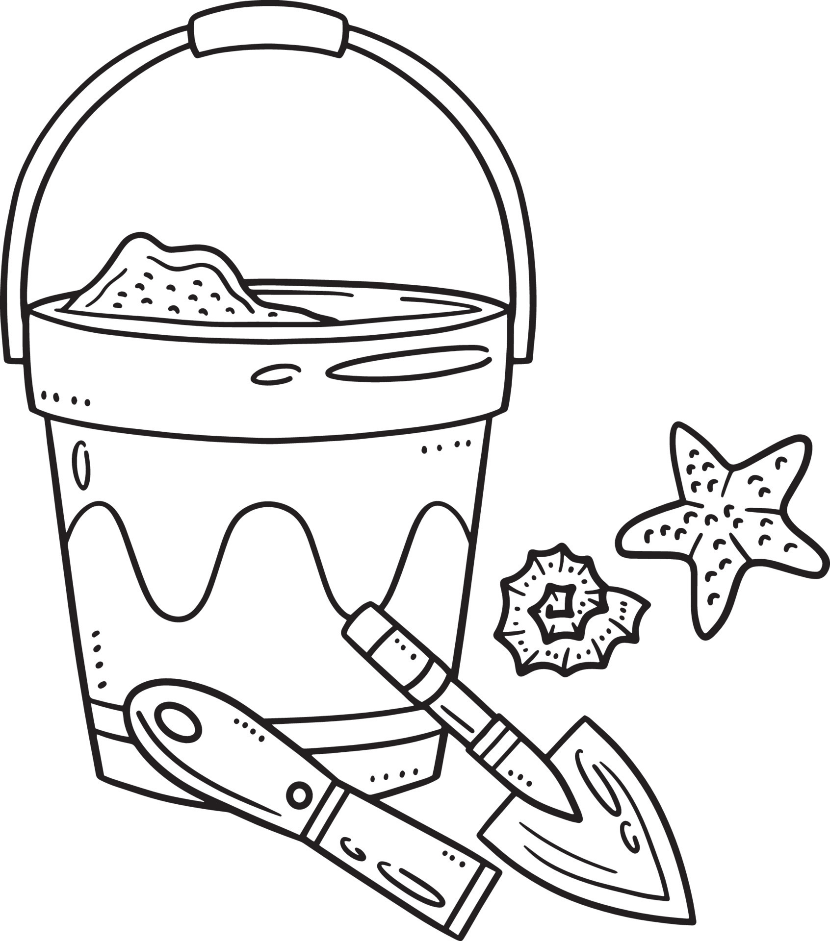 sand bucket and shovel coloring page