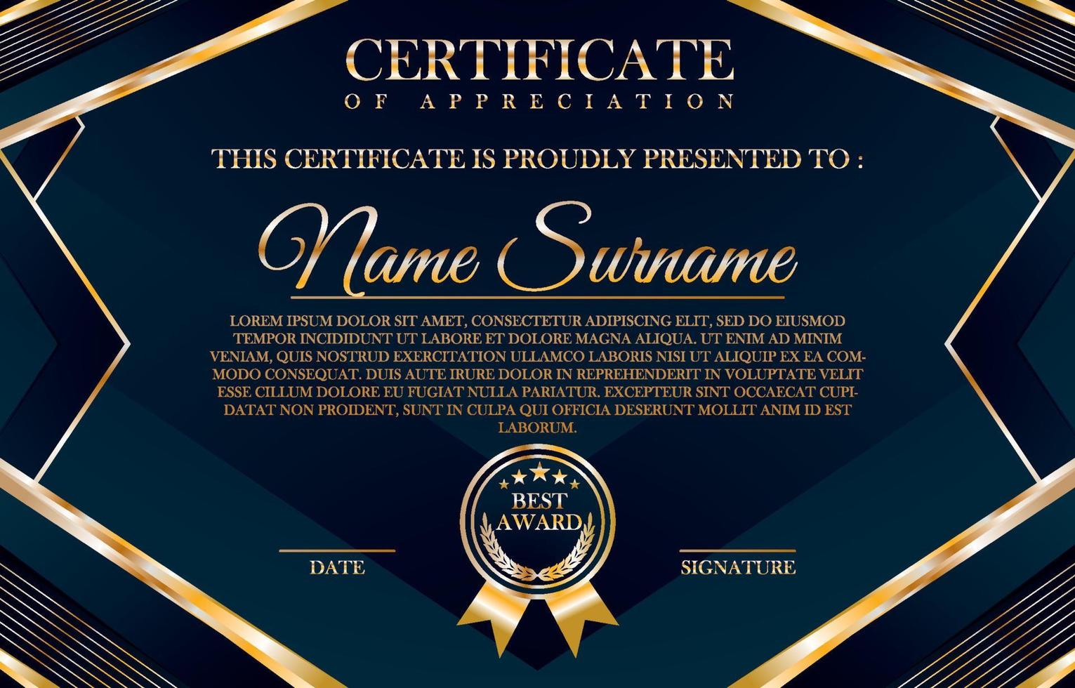 Professional Education Certificate Template vector