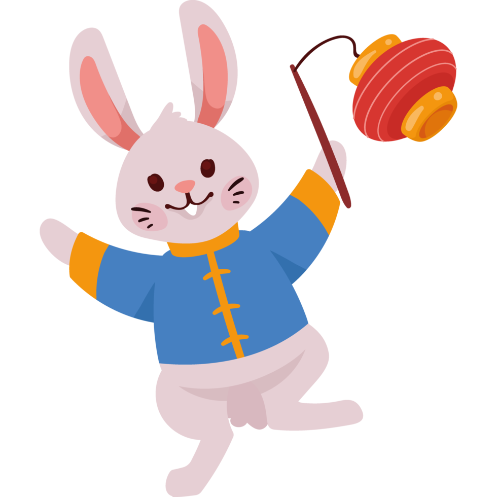 asian rabbit with lantern png